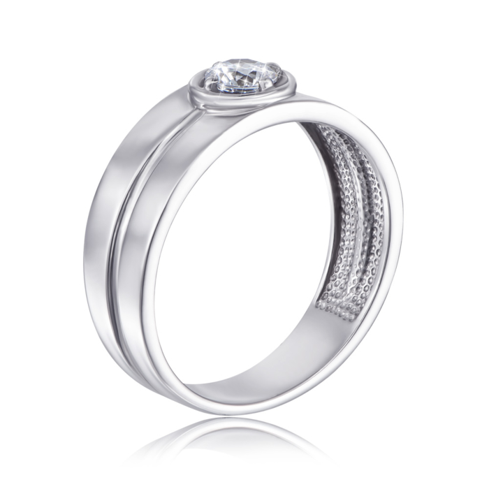 Серебряная печатка с фианитом. Артикул 00900/12/1/100