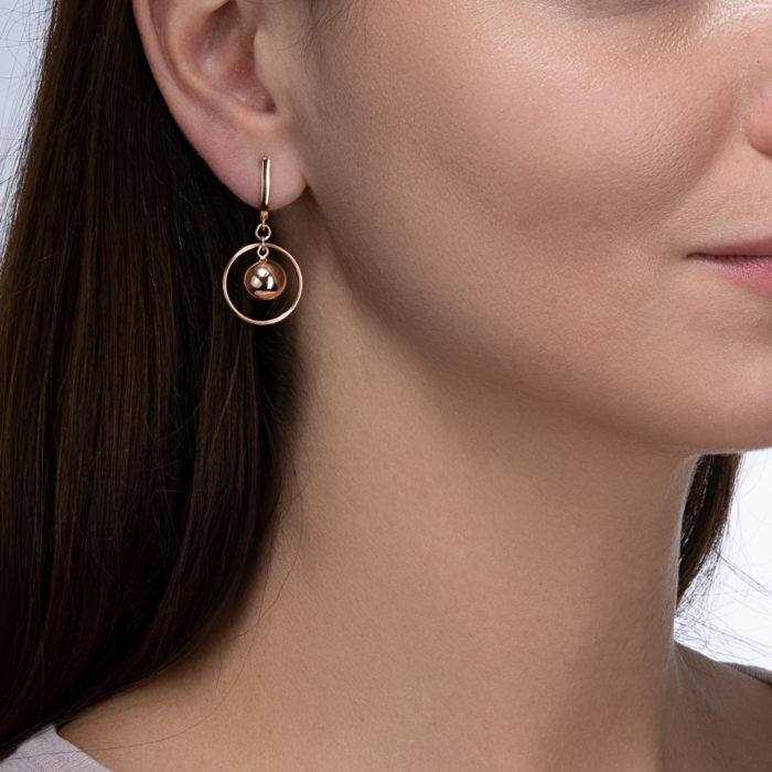 Золотые серьги-подвески с алмазной гранью. Артикул 02745/01/0