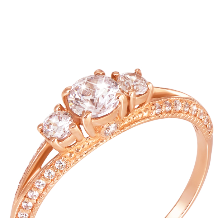 Золотое кольцо с фианитами. Артикул 12190