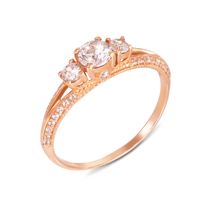 Золотое кольцо с фианитами. Артикул 12190