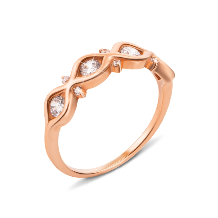 Золотое кольцо с фианитами. Артикул 12417