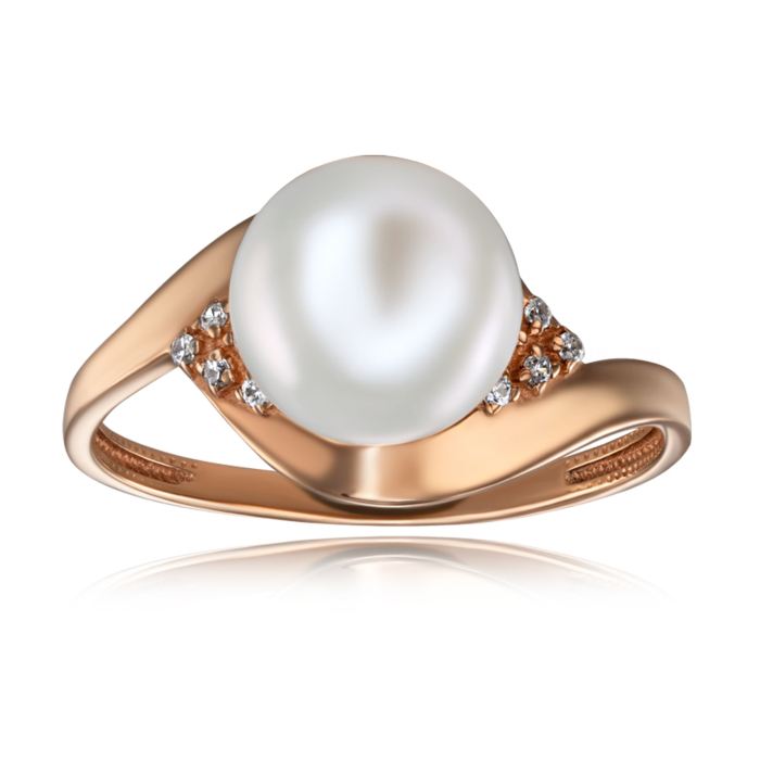 12345 Золота каблучка з перлиною і фіанітами. Артикул 12595/01/0/2007 12345 грн8,661 12345