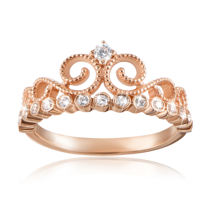12345 Золота каблучка «Корона» з фіанітами. Артикул 13218/01/0/44 12345 грн6,276 12345