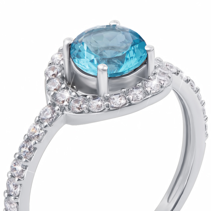 12345 Срібна каблучка з топазом і фіанітами. Артикул 1596/9р 12345 грн2,287 12345