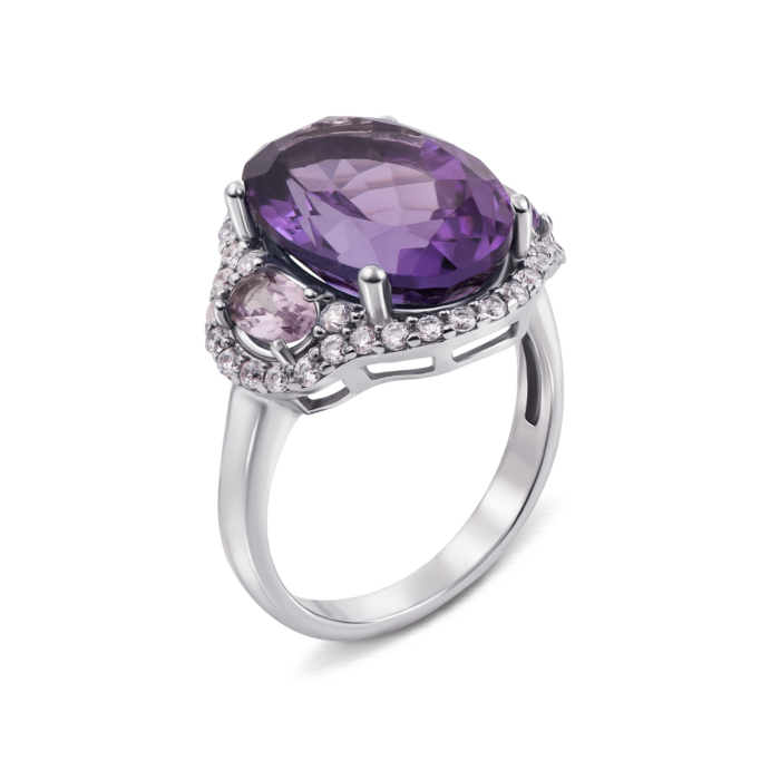 12345 Срібна каблучка з аметистом і фіанітами. Артикул 1628/9р 12345 грн3,471 12345