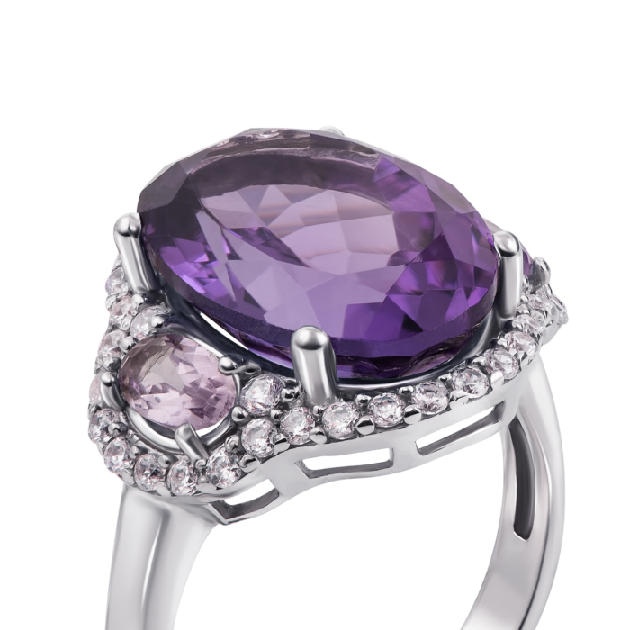 12345 Срібна каблучка з аметистом і фіанітами. Артикул 1628/9р 12345 грн3,471 12345