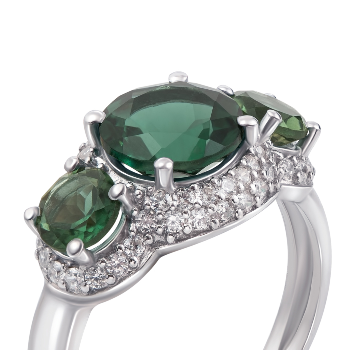12345 Срібна каблучка з зеленим кварцом і фіанітами. Артикул 1657/9р 12345 грн2,804 12345