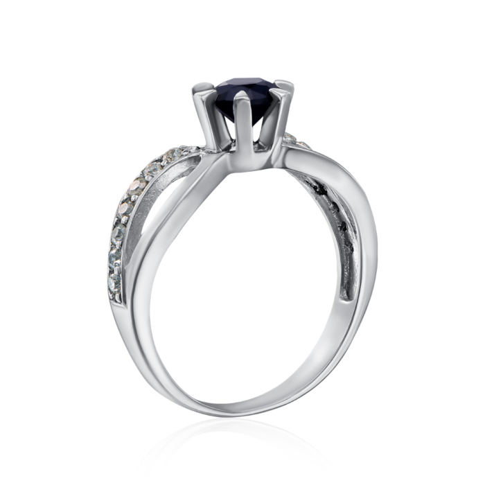 12345 Срібна каблучка з гідротермальним сапфіром і фіанітами. Артикул 1667/9р 12345 грн2,116 12345