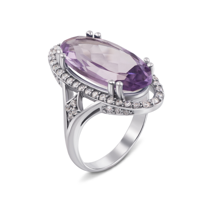 12345 Срібна каблучка з аметистом і фіанітами. Артикул 1688/9р 12345 грн4,476 12345