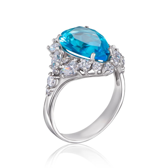 12345 Срібна каблучка з кварцом і фіанітами. Артикул 1810/9р-QSWB 12345 грн3,889 12345