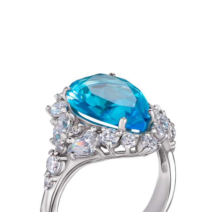 12345 Срібна каблучка з кварцом і фіанітами. Артикул 1810/9р-QSWB 12345 грн3,889 12345