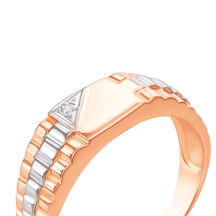 Золотая печатка с фианитом. Артикул 19023