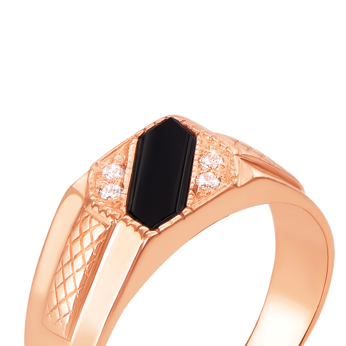 12345 Золота печатка з оніксом і фіанітами. Артикул 19024 12345 грн18,504 12345