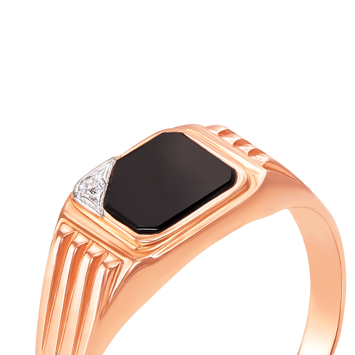 12345 Золота печатка з оніксом і фіанітом. Артикул 19027 12345 грн22,120 12345