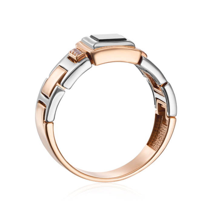 12345 Золота печатка з оніксом і фіанітами. Артикул 19077 (19077/01/1/107) 12345 грн35,222 12345