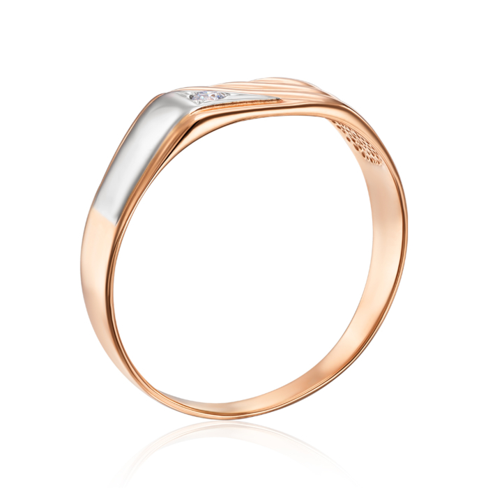 Золотая печатка с фианитом. Артикул 1908