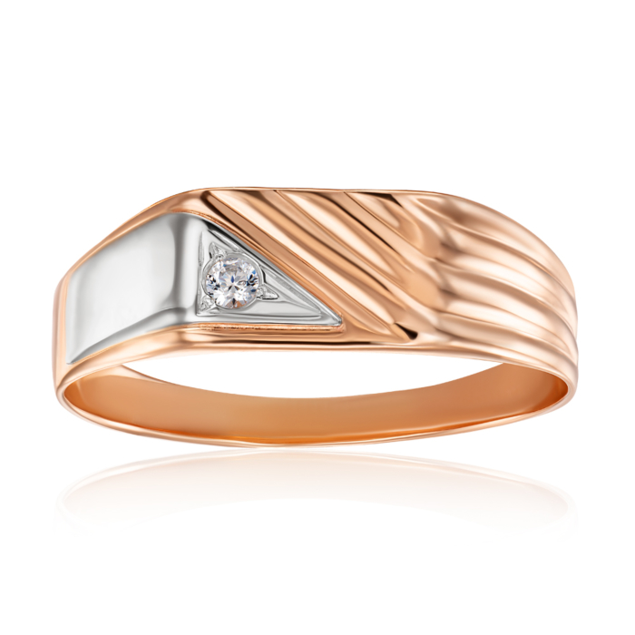 Золотая печатка с фианитом. Артикул 1908