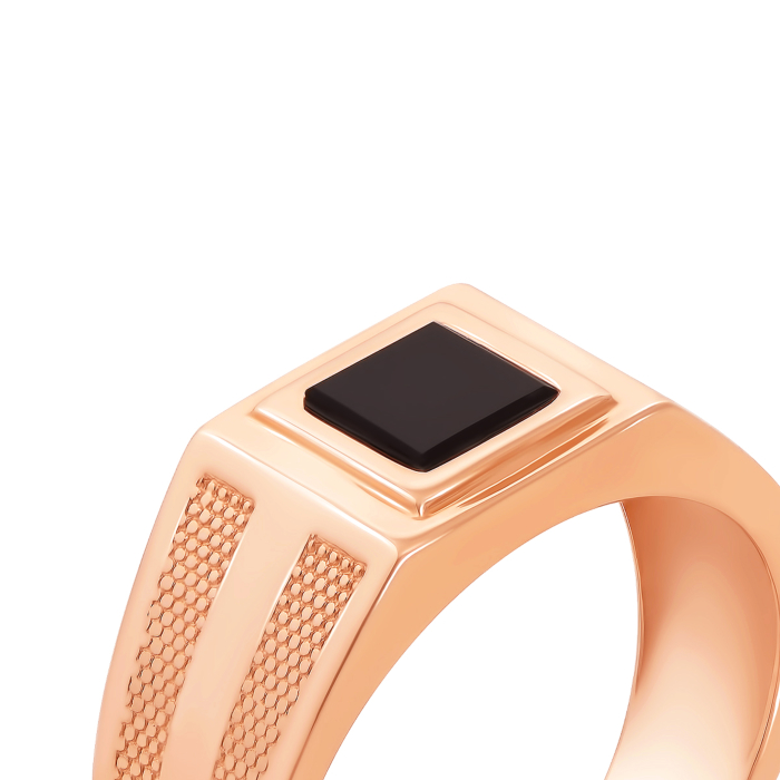 Золотая печатка с ониксом. Артикул 19116