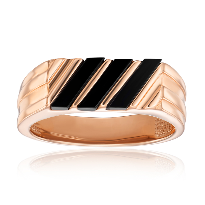 Золотая печатка с ониксом. Артикул 19111