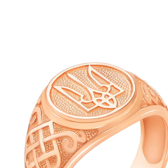 Золотая печатка с трезубцем. Артикул 19127