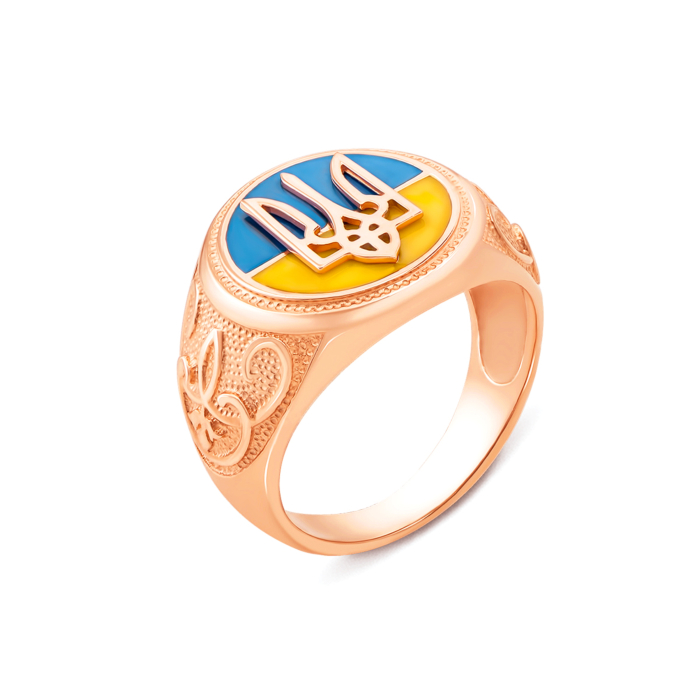 Золотая печатка с трезубцем. Артикул 19128