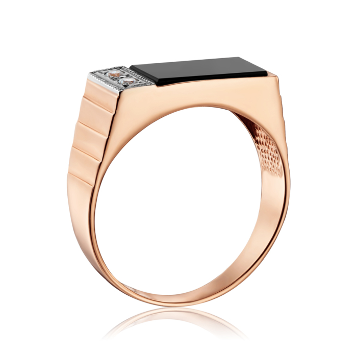 12345 Золота печатка з оніксом і фіанітами. Артикул 1922/01/1/1028 (1922) 12345 грн12,804 12345