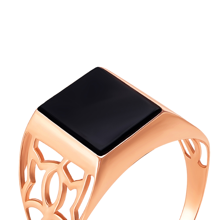 Золотая печатка с ониксом. Артикул 1927