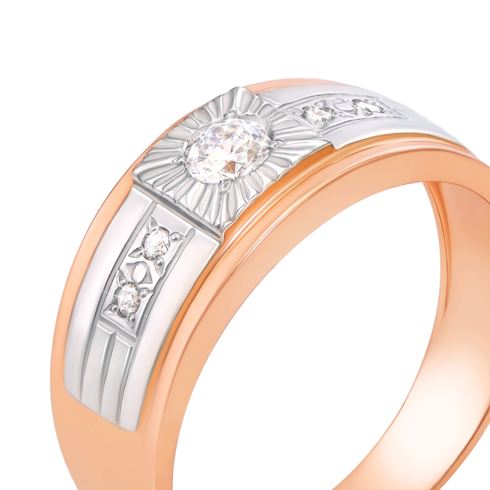 Золотая печатка с фианитами. Артикул 1948