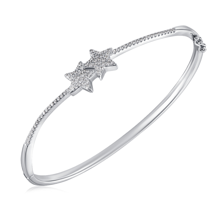 12345 Срібний жорсткий браслет з фіанітами. Артикул 1BA51280-B/12/1 12345 грн4,228 12345