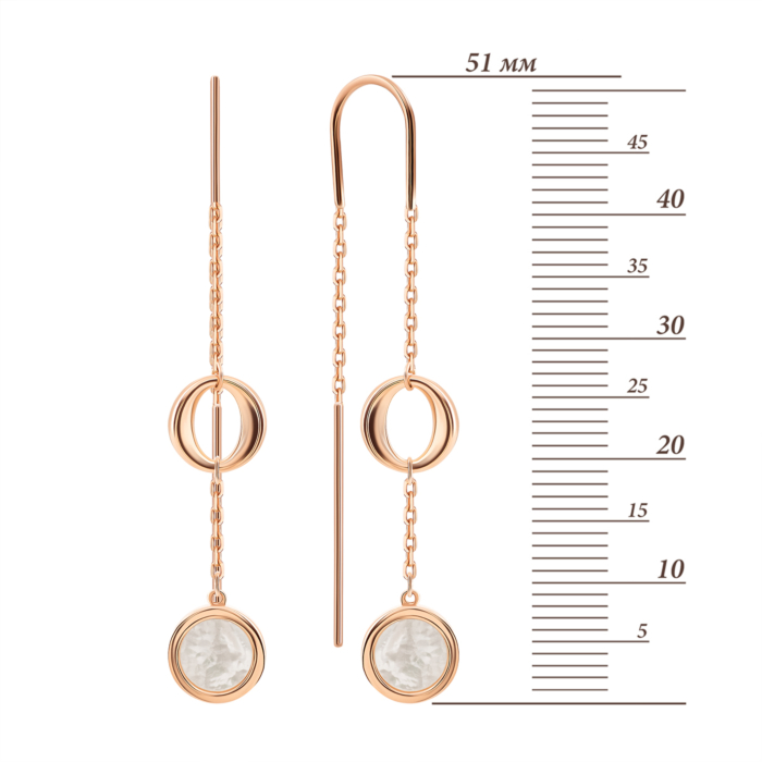 12345 Золоті сережки-протяжки з перламутром. Артикул UG52/30/022 12345 грн8,599 12345