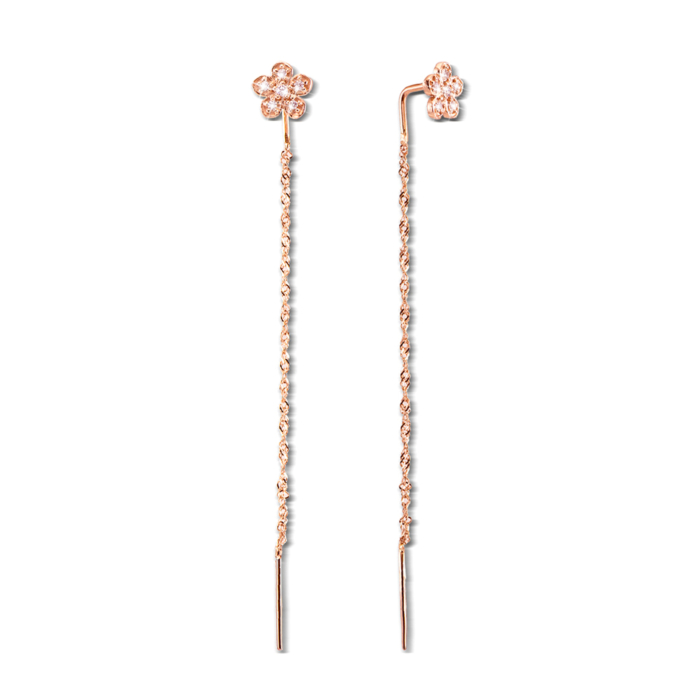 12345 Золоті сережки-протяжки (продевки) з фіанітами. Артикул 21041 12345 грн5,634 12345