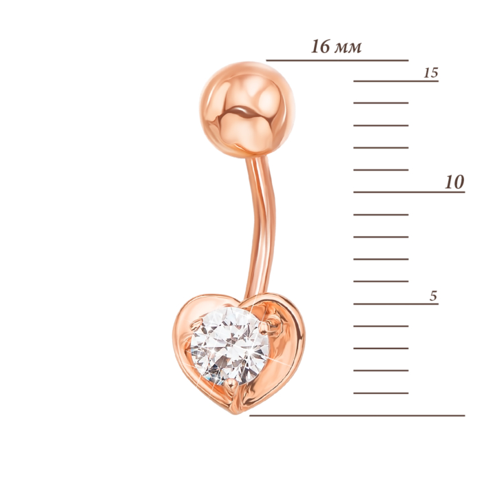 12345 Золота сережка-пірсинг «Сердечко» з фіанітом S Zirconia. Артикул 21072/SW 12345 грн6,654 12345