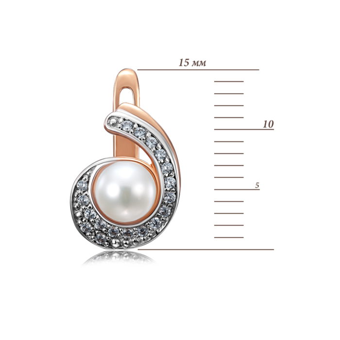 12345 Золоті сережки з перлами і фіанітами. Артикул 21076/01/1/1940 12345 грн13,017 12345