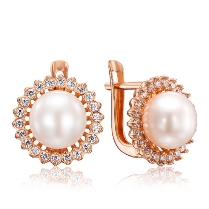 12345 Золоті сережки з перлами і фіанітами. Артикул 21084/01/0/1710 12345 грн23,821 12345