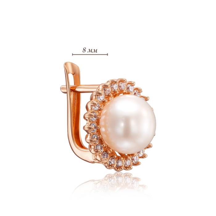 12345 Золоті сережки з перлами і фіанітами. Артикул 21084/01/0/1710 12345 грн23,821 12345