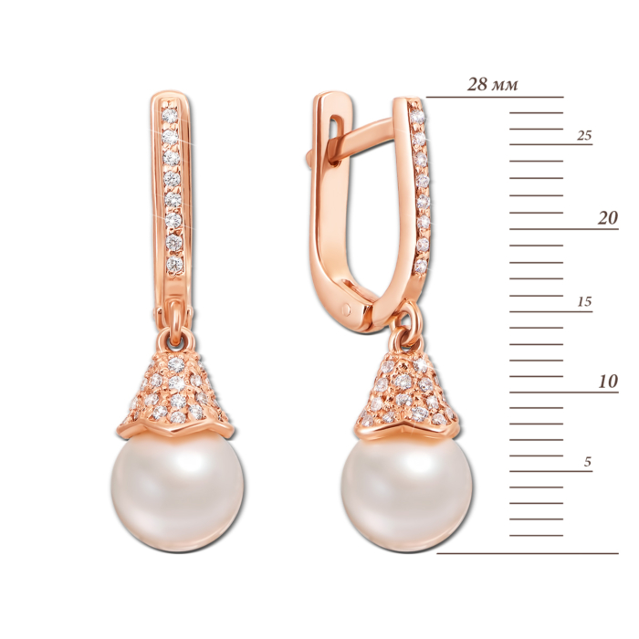 12345 Золоті сережки-підвіски з перлами і фіанітами. Артикул 21087 п 12345 грн18,504 12345