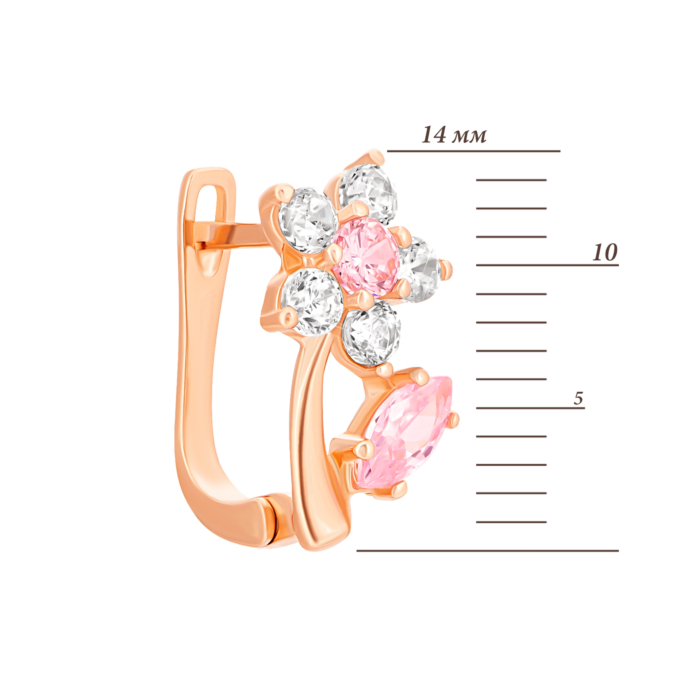 12345 Золоті сережки Квіти з фіанітам. Артикул UG52111030301 12345 грн7,686 12345