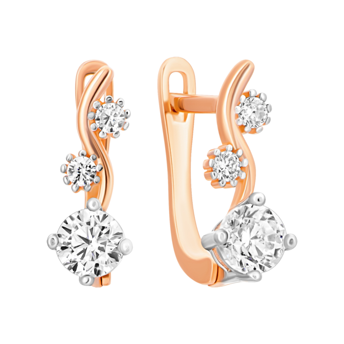 12345 Золоті сережки з фіанітами. Артикул UG52111030504 12345 грн6,460 12345