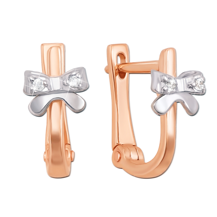 Золотые серьги с фианитами. Артикул 21207