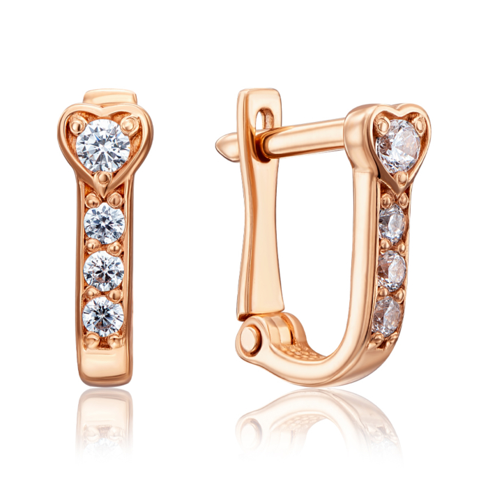 Золотые серьги с фианитами. Артикул 21269/01/0/44