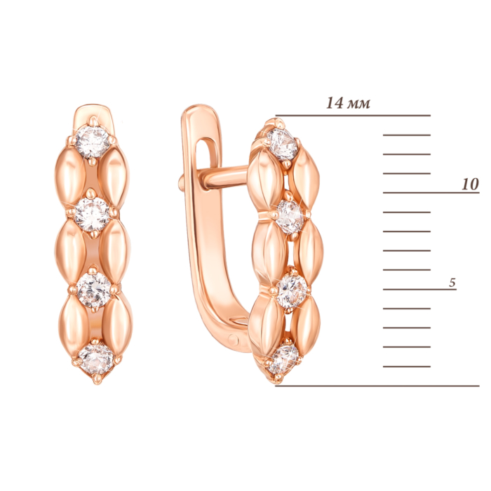 Золотые серьги с фианитами. Артикул 21280 к