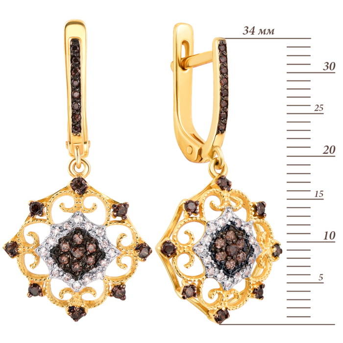 12345 Золоті сережки-підвіски з фіанітами. Артикул 21547/eu кор 12345 грн20,163 12345