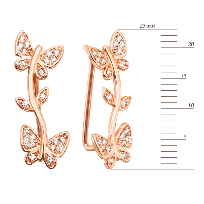 12345 Золоті сережки-кафи з фіанітами. Артикул 21617 12345 грн7,411 12345