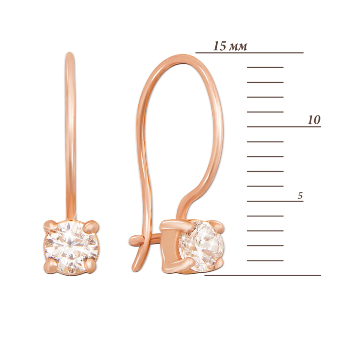 Золотые серьги с фианитами. Артикул 21641