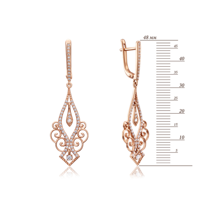 12345 Золоті сережки-підвіски з фіанітами. Артикул 21676 (21676/01/0/360) 12345 грн20,036 12345