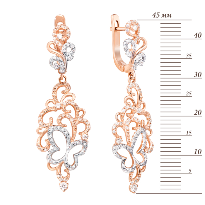 12345 Золоті сережки-підвіски з фіанітами. Артикул 21699 12345 грн24,076 12345