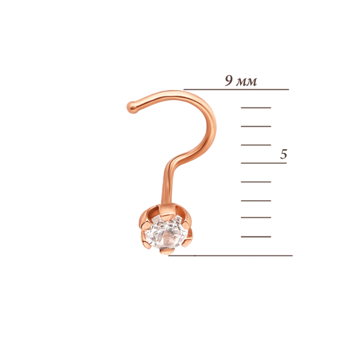 12345 Золота сережка-пірсинг в ніс з фіанітом. Артикул 21775/01/0/52 12345 грн1,266 12345