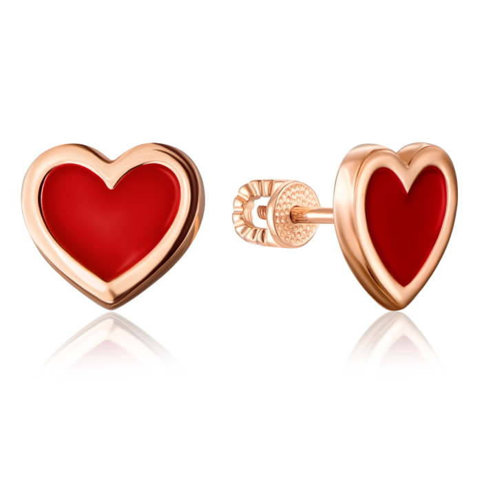 12345 Золоті сережки пусети «Серце» з емаллю. Артикул 21851/01/0/392 12345 грн8,292 12345