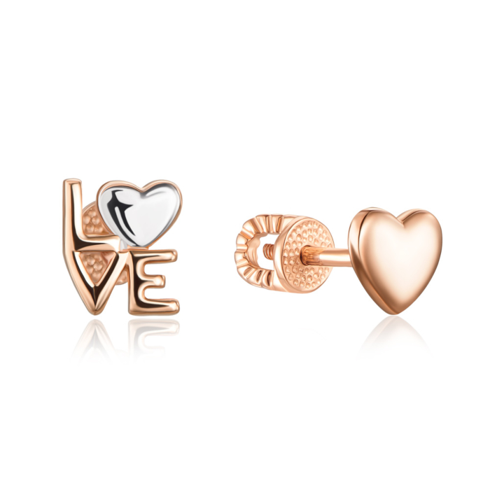 12345 Золоті пусети «Love» без вставки. Артикул 21853/01/1 12345 грн4,381 12345