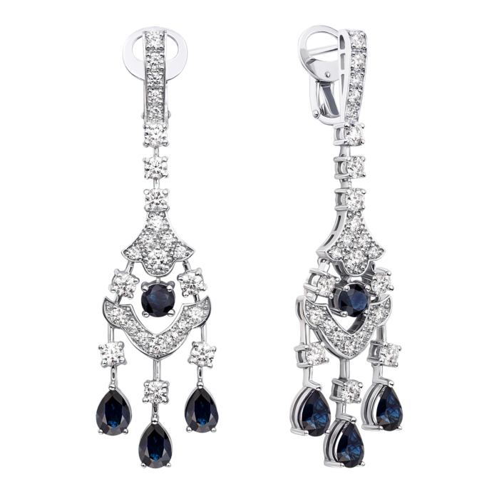 12345 Золоті сережки-підвіски з сапфірами та діамантами. Артикул 25530/02/1/8346 12345 грн806,019 12345